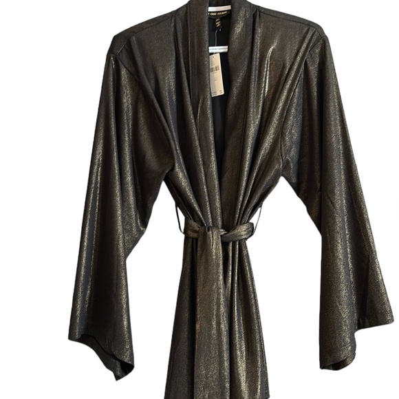 Anthropologie Jackets & Blazers - Anthropologie "In Our Nature" Black with gold thread kimono, One Size. Brand New